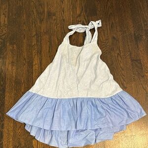Anthropologie linen blue halter swing top. Size medium